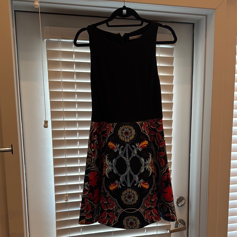 Alice + Olivia Black and Multicolor Mini Dress